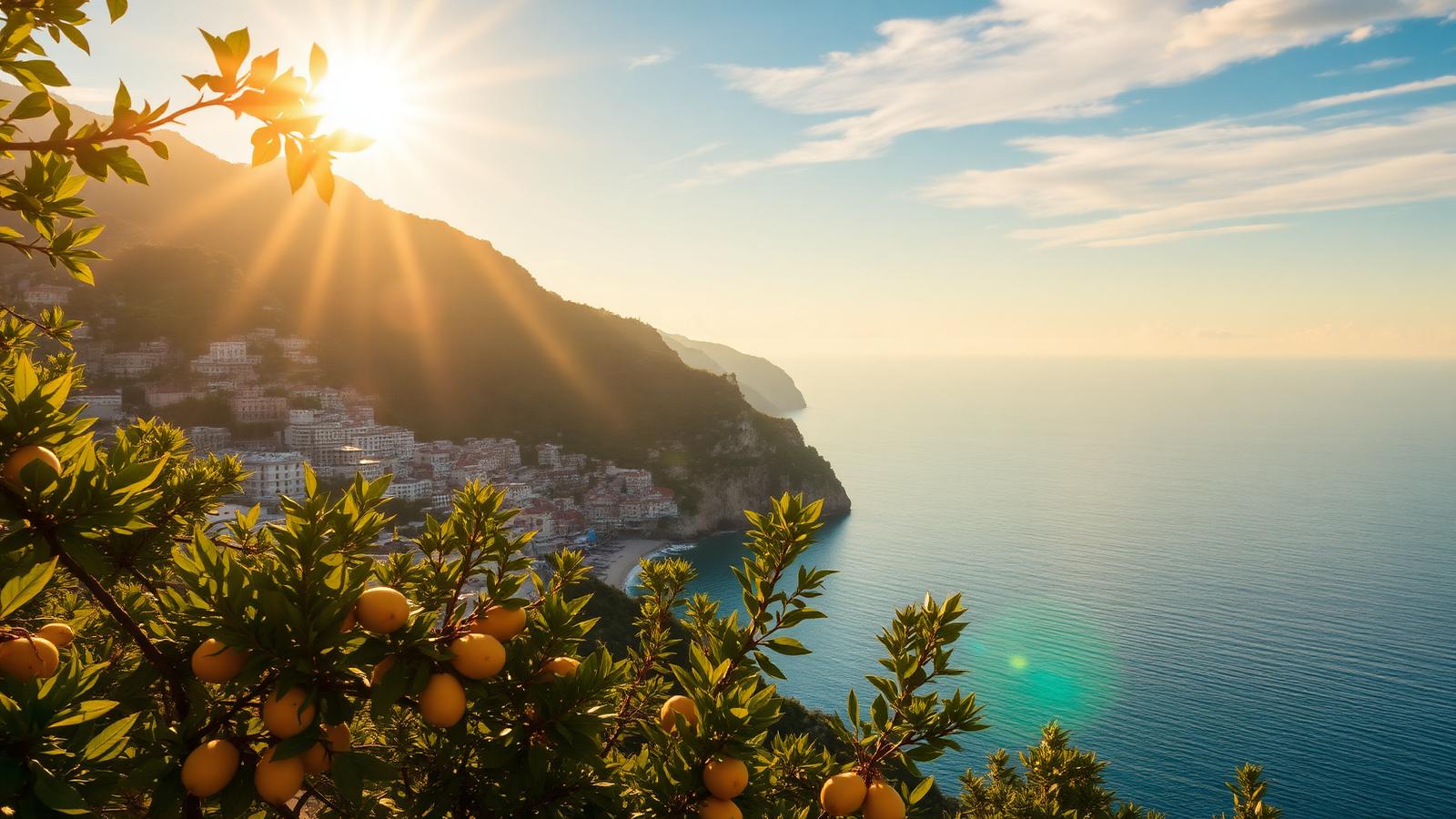 The Amalfi coast at golden hour